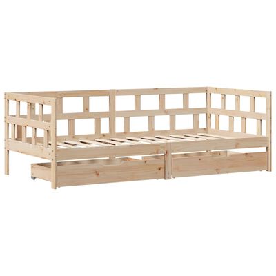 vidaXL daybed med skuffer 90x200 cm massivt fyrretræ