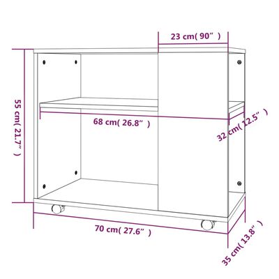 vidaXL sidebord 70x35x55 cm konstrueret træ røget egetræsfarve