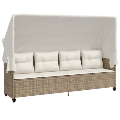 vidaXL loungesofa med baldakin og hynder polyrattan beige