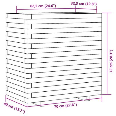 vidaXL plantekasse 70x40x72 cm massivt fyrretræ hvid