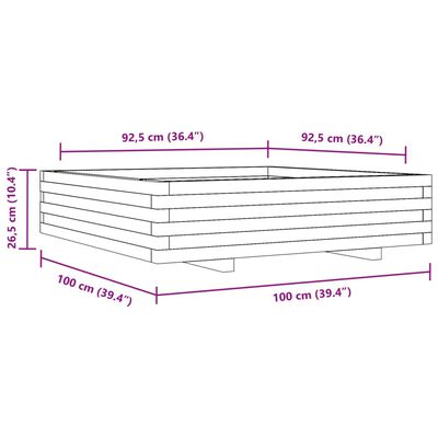 vidaXL plantekasse 100x100x26,5 cm massivt fyrretræ gyldenbrun