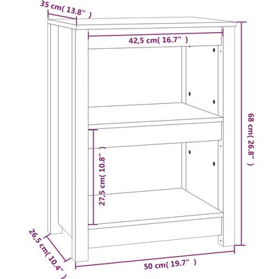 vidaXL bogreol 50x35x68 cm massivt fyrretræ hvid