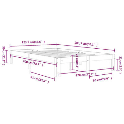 vidaXL sengeramme 120x200 cm massivt fyrretræ