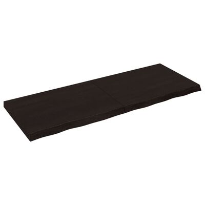 vidaXL bordplade til badeværelse 160x60x(2-6) cm massivt træ mørkebrun