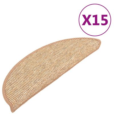 vidaXL selvklæbende trappemåtter 15 stk. 56x17x3 cm lys beige