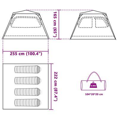 vidaXL 4-personers campingtelt quick-release grøn