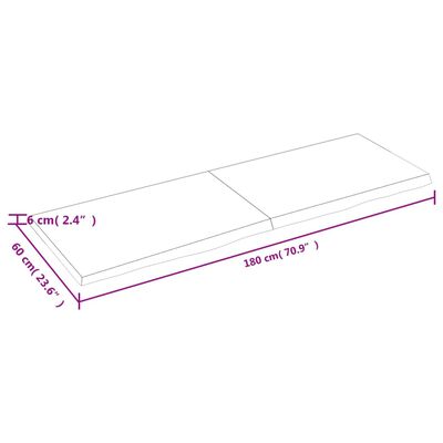 vidaXL bordplade 180x60x(2-6) cm ubehandlet massivt egetræ