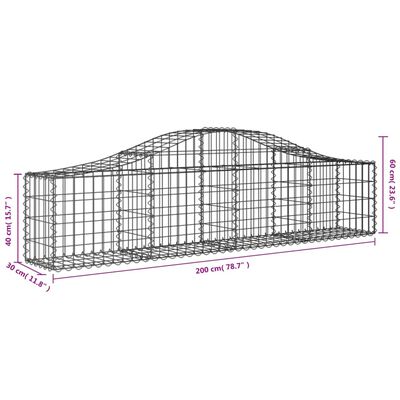 vidaXL buede gabionkurve 12 stk. 200x30x40/60 cm galvaniseret jern