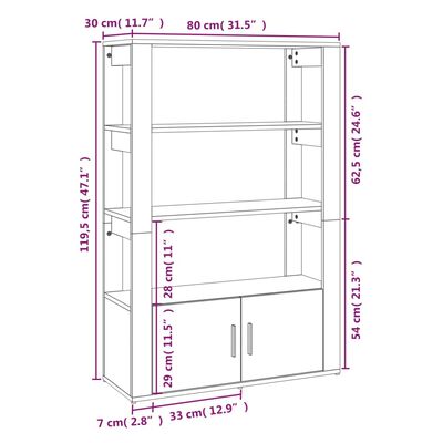 vidaXL skænk 80x30x119,5 cm konstrueret træ sort