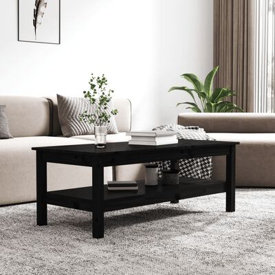 vidaXL sofabord 110x50x40 cm massivt fyrretræ sort