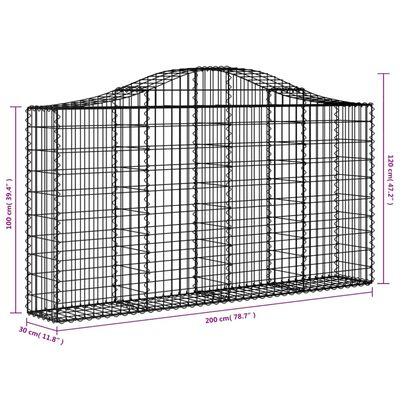 vidaXL buede gabionkurve 11 stk. 200x30x100/120 cm galvaniseret jern