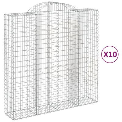 vidaXL buede gabionkurve 10 stk. 200x50x200/220 cm galvaniseret jern