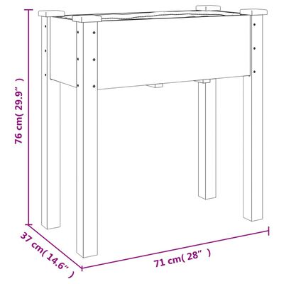 vidaXL plantekasse med foring 71x37x76 cm massivt fyrretræ grå