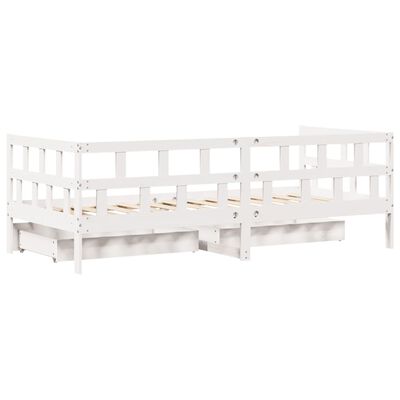 vidaXL daybed med skuffer 90x200 cm massivt fyrretræ hvid