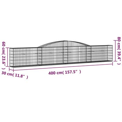 vidaXL buet gabionkurv 400x30x60/80 cm galvaniseret jern