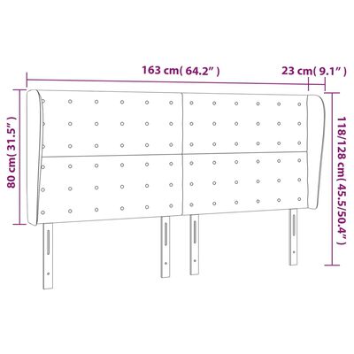 vidaXL sengegavl med kanter 163x23x118/128 cm kunstlæder sort