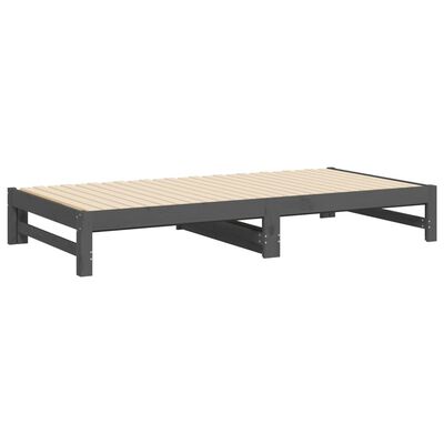 vidaXL daybed med udtræk 2x(100x200) cm massivt fyrretræ grå