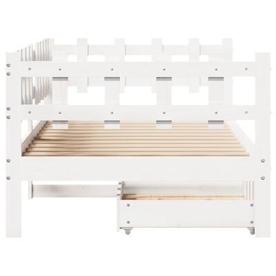 vidaXL daybed med skuffer 90x190 cm massivt fyrretræ hvid