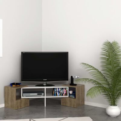 Homemania tv-bord Fold 141,2x29,7x38,8 cm hvid og valnødsfarvet