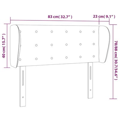 vidaXL sengegavl med kanter 83x23x78/88 cm kunstlæder cappuccino