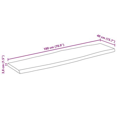 vidaXL bordplade 180x40x3,8 cm naturlig kant massivt mangotræ