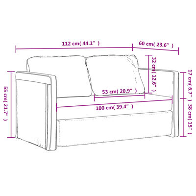 vidaXL 2-i-1 sovesofa 112x174x55 cm stof creme