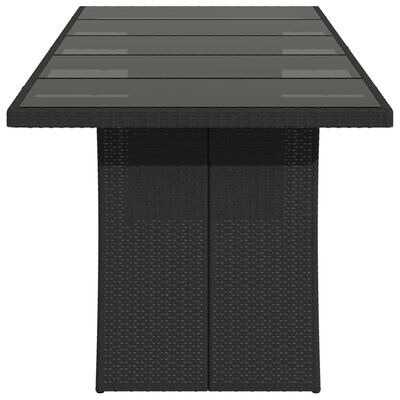 vidaXL havebord med glastop 240x90x75 cm polyrattan sort