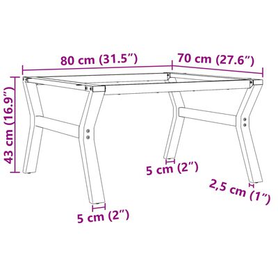 vidaXL bordben til sofabord 80x70x43 cm Y-stel støbejern