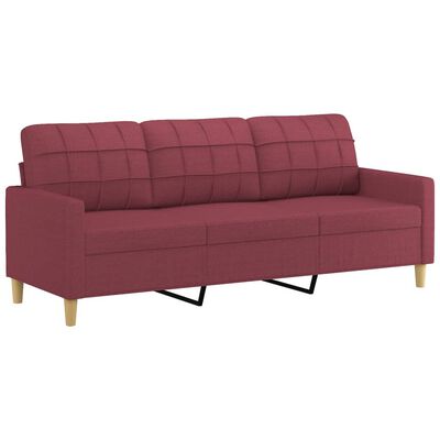 vidaXL 3-personers sofa med fodskammel 180 cm stof Vinrød