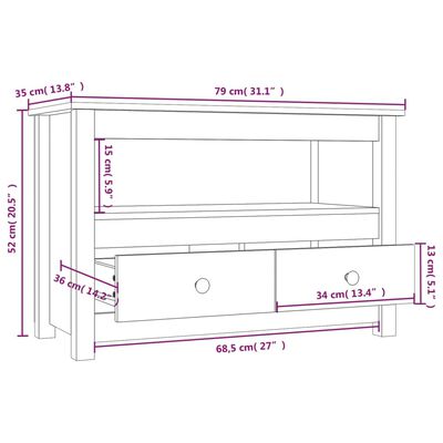 vidaXL tv-bord 79x35x52 cm massivt fyrretræ