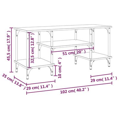 vidaXL tv-bord 102x35x45,5 cm konstrueret træ røget egetræsfarve