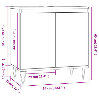 vidaXL badeværelsesskab 58x33x60 cm konstrueret træ grå sonoma-eg