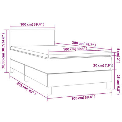 vidaXL kontinentalseng 100x200 cm kunstlæder cappuccinofarvet