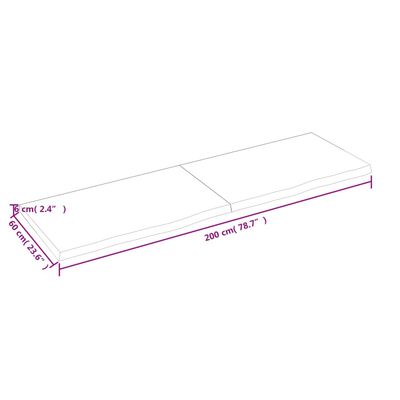 vidaXL bordplade 200x60x(2-6) cm behandlet massivt egetræ lysebrun