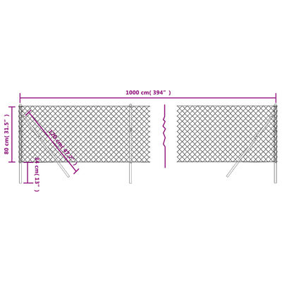 vidaXL trådegn 0,8x10 m grøn