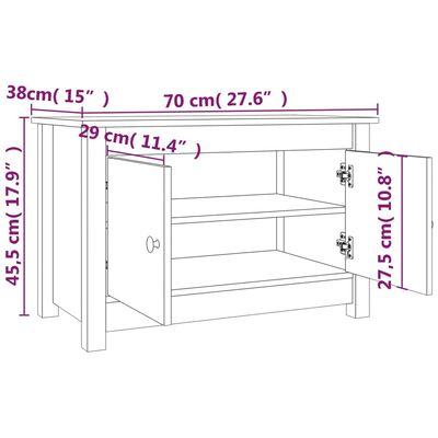 vidaXL skobænk 70x38x45,5 cm massivt fyrretræ sort