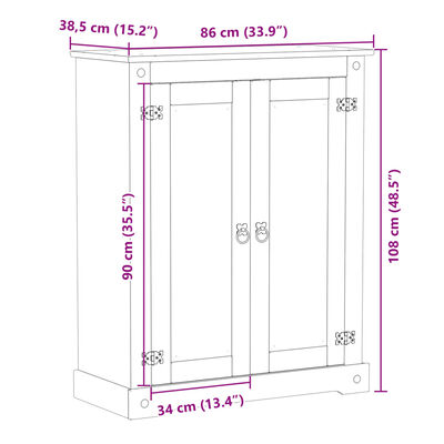 vidaXL skoskab Corona 86x38,5x108 cm massivt fyrretræ