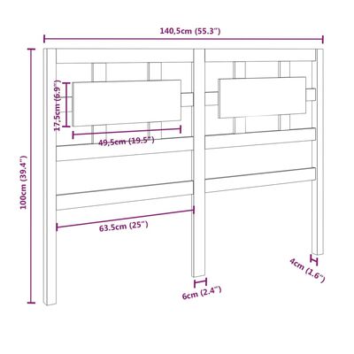 vidaXL sengegærde 140,5x4x100 cm massivt fyrretræ