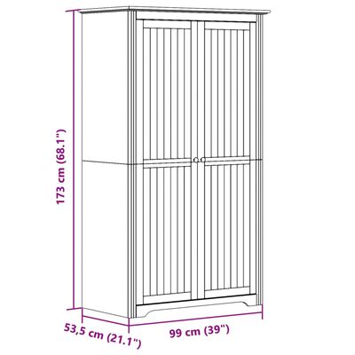 vidaXL klædeskab BODO 99x53,5x173 cm massivt fyrretræ hvid