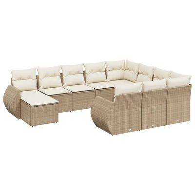 vidaXL sofasæt til haven 11 dele med hynder polyrattan beige