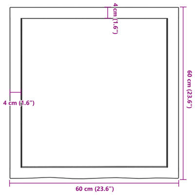 vidaXL bordplade til badeværelse 60x60x(2-4) cm massivt træ mørkebrun