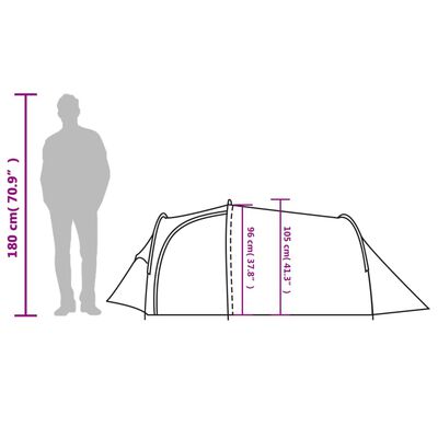 vidaXL 4-personers telt 360x140x105 cm 185T taft grøn