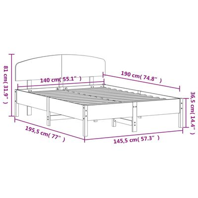 vidaXL sengeramme uden madras 140x190 cm massivt fyrretræ hvid