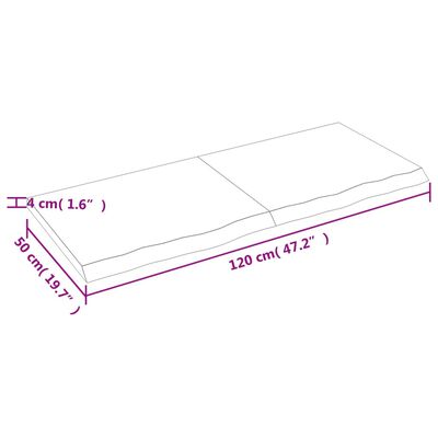 vidaXL bordplade til badeværelse 120x50x(2-4) cm massivt træ mørkebrun