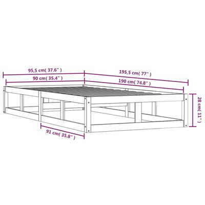 vidaXL sengeramme 90x190 cm Single massivt træ