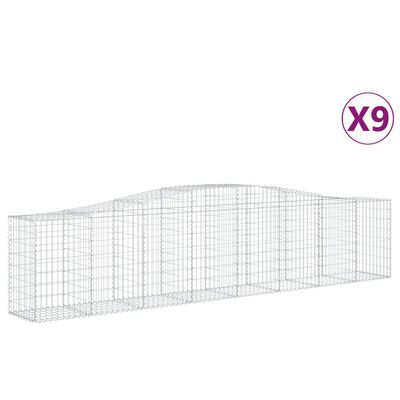 vidaXL buede gabionkurve 9 stk. 400x50x80/100 cm galvaniseret jern