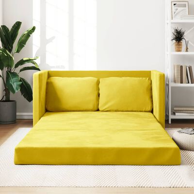 vidaXL 2-i-1 sovesofa 122x204x55 cm velour mørkegul