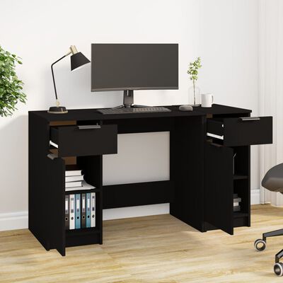 vidaXL skrivebord med sideskab konstrueret træ sort