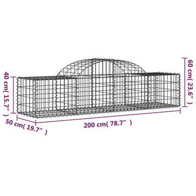 vidaXL buede gabionkurve 5 stk. 200x50x40/60 cm galvaniseret jern