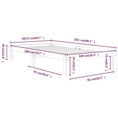 vidaXL sengeramme 100x200 cm massivt fyrretræ gyldenbrun